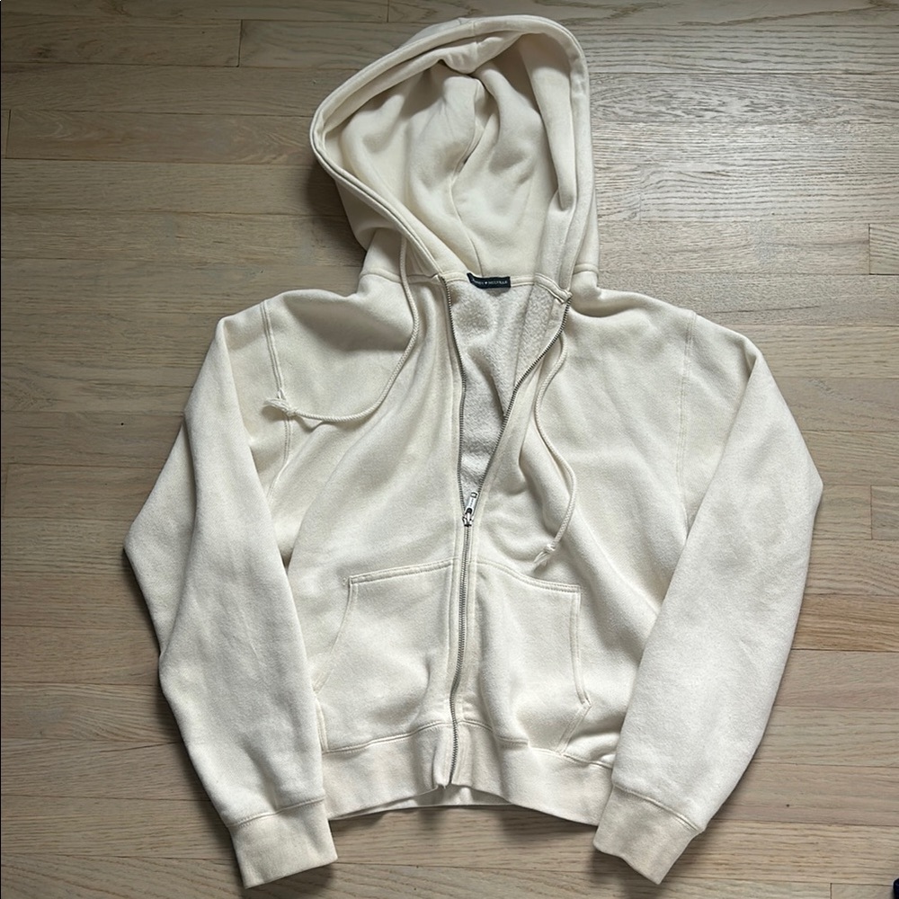 Brandy Melville Off-White Zip-Up Hoodie